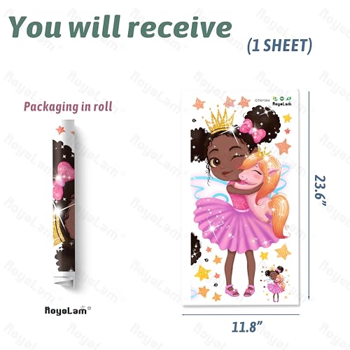 Little Princess Hugging Baby Horse Wall Decals Nursery Preschool Wall Stickers for Kid Baby Girl Removable Peel and Stick Waterproof Wall Art Decor Stickers for Living Room Bedroom Bathroom