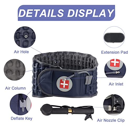 Decompression Back Belt Inflatable Lower Back Brace for Low Back Pain Relief Lumbar Traction Device with Hand Pump, One Size Fits 29-49 Waist