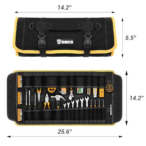 DEKOPRO Tool Roll Bag with Tool Set: Small Tool Roll Organizer Pouch Pocket Bag with Tool Kit Gifts for Men Heavy Duty Tool Storage Bags Pouches Mechanic, Electrician Tools