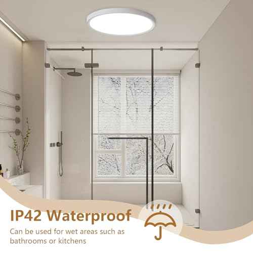 6PK 12 Inch LED Flush Mount Ceiling Light, 24W, 2520LM, 3000K/4000K/6000K CCT Selectable, 0.9inch Super Slim LED Ceiling Light Fixture, Low Profile Round Flat Panel Light for Bedroom,Kitchen,Hallway