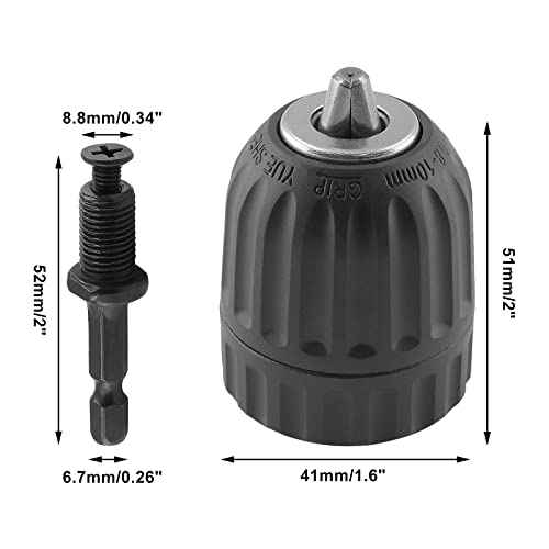 Biaungdo 3/8" Keyless Drill Chuck Adapter 0.8-10mm, 1/4-Inch Hex Shank Drill Chuck Adapter, Quick Connect Impact Driver Conversion Tool 3/8-24UNF Mount
