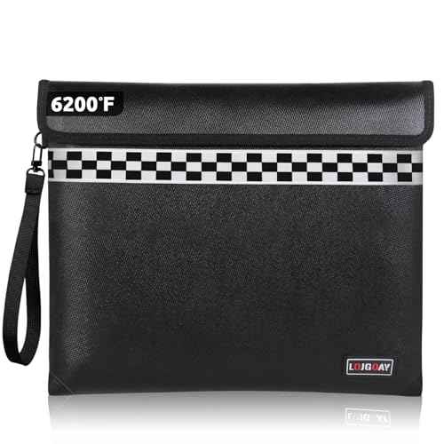 6200¡ÆF Fireproof Document Bag with Fireproof Zipper, Fireproof Bag with Reflective Strip, 9 Layers of Heat Insulated Materials, Fireproof Money Bag for Cash, 13"x11" Fireproof Pouch with Hand Strap