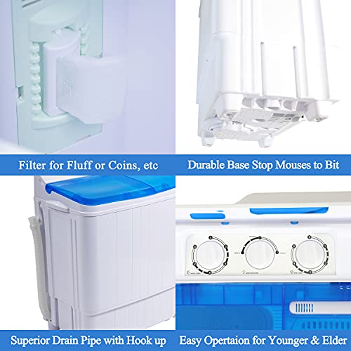 INTERGREAT Portable Washing Machine 24 lbs Mini Washer and Dryer Combo, Small Compact Apartment Washer Machine for Laundry, Camping, RV, Dorms
