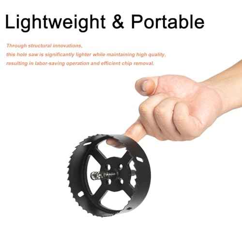 4 Inch Hole Saw with Arbor for Wood Metal Plastic, 4 in Bimetal Hole Cutter, Fast Chip Removal, Smooth Flat Drilling Edge, Lightweight & Portable (Black)
