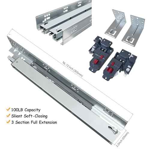 4 Pair 12 Inch Undermount Soft Close Drawer Slides Full Extension Concealed Bottom Mount Drawer Slides with 3D Adjustable Lock Device and Rear Mounting Brackets, 100 LB Capacity