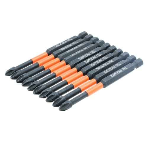 10PCS Phillips Bits #2 High Torque Impact Driver Bits Magnetic 2 Phillips Bits 3-1/2 Inch Long PH2 Bits TS2 Steel Phillips Head Drill Bits Phillips Screwdriver Bits 1/4 Hex Shank Screw Bits