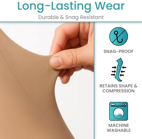 Vive Medical Compression Pantyhose for Women & Men - 15-20 mmHg Graduated Support Hose - Opaque Closed Toe Compression Tights - Stockings for Varicose Veins, Swelling, Edema, & Improved Circulation