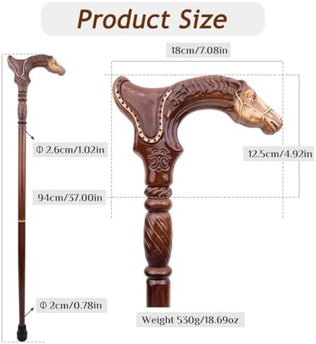 Animal Shape Hand Carved Walking Cane, Wooden Walking Stick Crutches, Comfort Ergonomic Handle Cane for Seniors Gifts, Men Women Old Elderly Walkings Canes