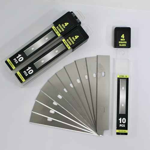 4" Scraper Razor Blades, 4 inch Scraper Blades Refills, 50 PCS(5 Box) Replacement Stainless Steel Blades to Remove Labels, Decals, Stickers, Wallpaper Adhesive Vinyls, etc.