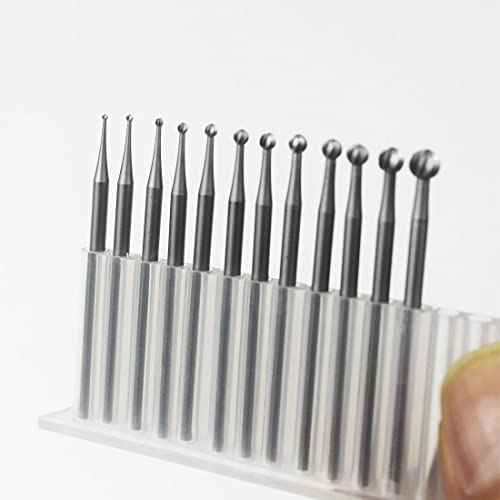 Luo ke 12 Pcs Round Shape Ball Burr Set - 3/32'' Shank Jewelry Making Burs Round Ball Shape Engraving Bits for Lapidary (008-040)