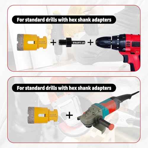 Diamond Core Drill Bits 4 Inch (100mm) Tile Hole Saws Vacuum Brazed Diamond Hole Saw for Tiles Porcelain Ceramic Glass Marble Brick Granite Quartz, Dry or Wet Use, M14 Thread