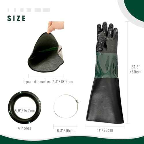 Sandblasting Gloves, 23.6" Rubber Sandblaster Gloves for Sandblast Cabinets