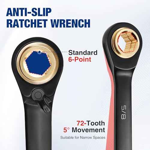 WORKPRO 3-Piece 4-in-1 Reversible Ratcheting Wrench Set, 12 Sizes in 3 Wrenches (1/4"-3/4"), SAE, Anti-Slip, Double Box End, 72-Tooth, CR-V, 6-Point, with Storage Bag - for Repair & Maintenance
