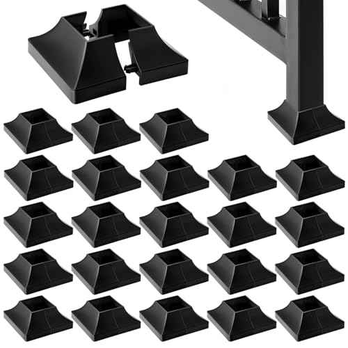 24Pcs Plastic Post Base Cover fit 2" Post, Decorative Square Railing Base Trim, Post Base Plate Cover,Durable Fence Post Flange Skirt for Patio, Porch, Stair, and Railing Systems, UV-Resistant, Black
