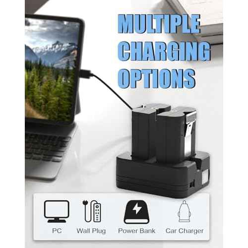 2-Pack 6040mAh Replacement for Ring Doorbell Battery with Charger Station, Compatible with Ring Video Doorbell 2/3/4/3plus, Stick Up Cam, Spotlight Cam