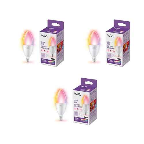 WiZ Connected 40W B12 LED Smart Light Bulbs - 3 Pack - Connects to Your Wi-Fi - E12 Smart Bulb - Control with Voice or App + Activate with Motion - Matter Compatible