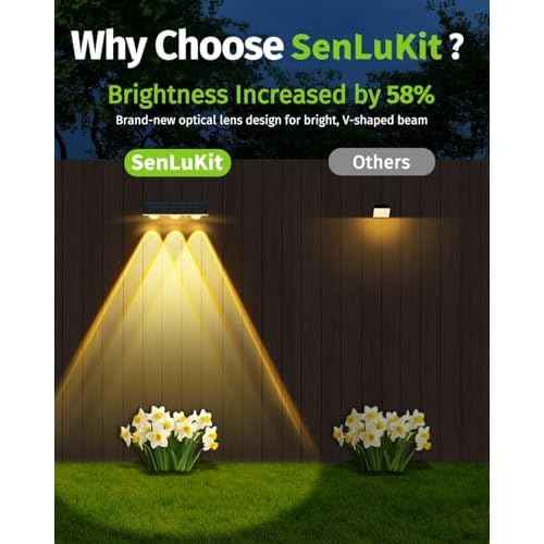 Solar Fence Lights Outdoor 12 Pack Upgraded High Brightness 3 LED Spot Lens Waterproof Deck Lights 7 Mode Warm&Cool White RGB Solar Powered Wall Lighting Decor for Outside Patio Step Backyard Railing