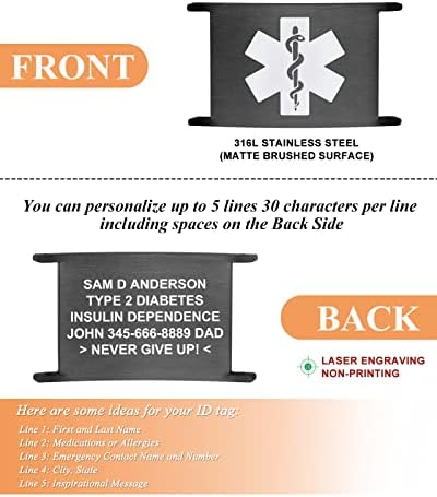 Personalized Sport Medical Alert Bracelets for Women Men - Custom Medical ID Bracelets with Free Engraving - Hook and Loop/Elastic/Stainless Steel/Silicone Watch Wristband Emergency Bracelet