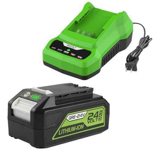 Powilling 6.5Ah 24V Compatible with Greenworks Battery 29842 29852 + Replacement 24V Greenworks Battery Charger for Greenworks 24 Volt and for Bissell Cleanview XR Pet Battery 4054