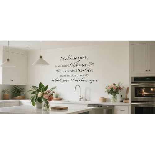 Inspirational Love Quotes Wall Decals, I'd Choose You in a Hundred World¡¦Love Words Vinyl DIY Removable Wall Stickers for Marriage Wedding Couple Lover Romantic Wall Decor for Family Home