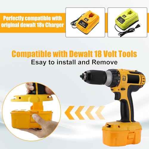 2Pack 3600mAh Replacement for Dewalt 18V Ni-Mh Battery Compatible with DC9096 DC9098 DW9099 DE9039 DC970 DW9095 DE9095 DE9096 DE9098 DE9503
