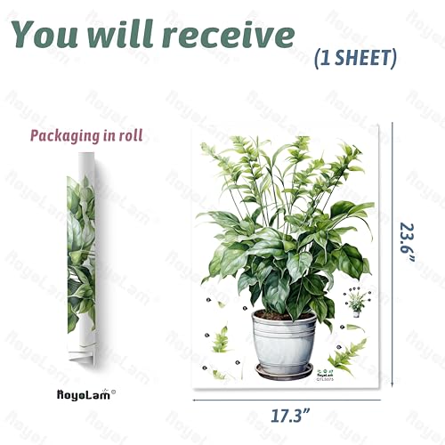 Green Leaves Potted Plant Wall Stickers for Living Room Nature Wall Decal Peel and Stick Wall Art Home Decor Decoration for Bedroom Bathroom Classroom Library Nursery