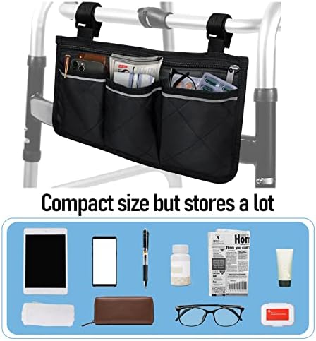 Stand Up Walker with Bearing Wheels - Height Adjustable Standard Walkers with Armrest Pad, Foldable Walker for Seniors, Elderly, Aluminum Platform Walkers with Small Bag, Silver