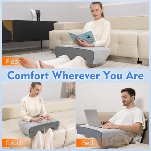 Vekkia Lightweight Lap Desk Pillow for Reading,Gaming,Crocheting, Leg Pillow for Bed, Couch & Floor – Arm Support for Adults,Washable Cover, Storage Pockets