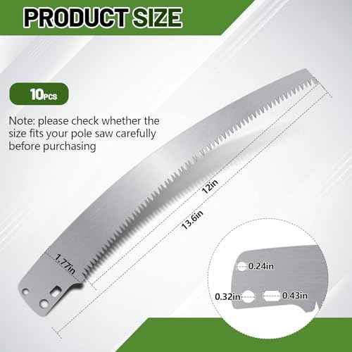 10 Pcs 12 Inch Pole Saw Blade Tree Pruner Replacement Blade Compatible with Corona TP 3841 TP 3811 TP 3714 TP 3712 TP 3702 TP 2712 TP 2612 TP 2512 Pruning Saws Trimmers, 3 Cutting Surface