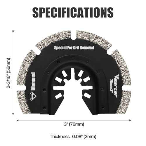 Diamond Oscillating Saw Blades 4PCS, 3'' Universal Multitool Blades for Grit Grout Removal, Quick Release Multi Tool Kit for Tile, Air Brick, Cement, Concrete, Masonry