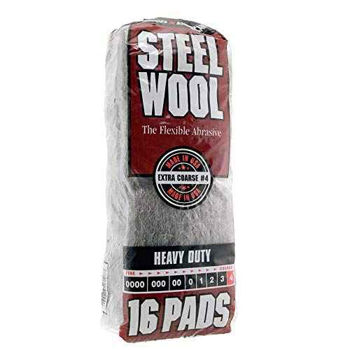 Homax 33873161073 Steel Wool, 16 pad, Extra Coarse Grade #4, Rhodes American, Heavy Duty Steel Wool (Packaging May Vary)