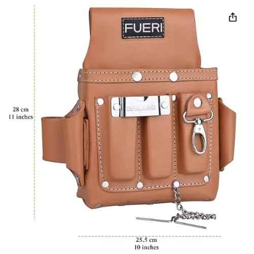 FUERI Leather Tool Pouches Carpenter Electrician Belt Bags Organizer 4 Pocket Professional Heavy Duty Pouch for Construction Framing