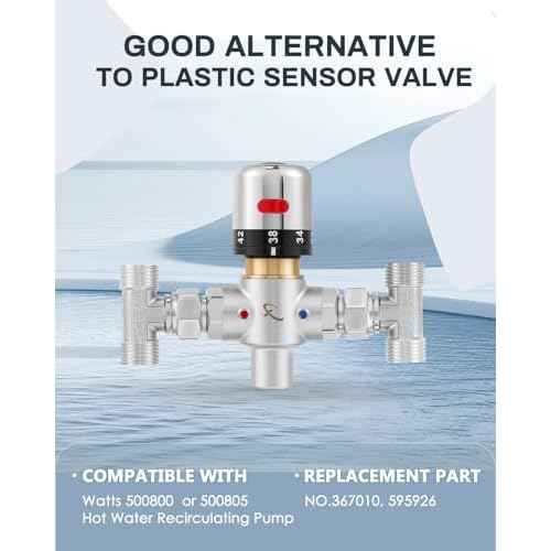 Adjustable Temperature Bypass Sensor Valve Kit for Instant Hot Water Recirculating System Replacement for The Plastic Sensor Valve Compatible With 500800, 500805