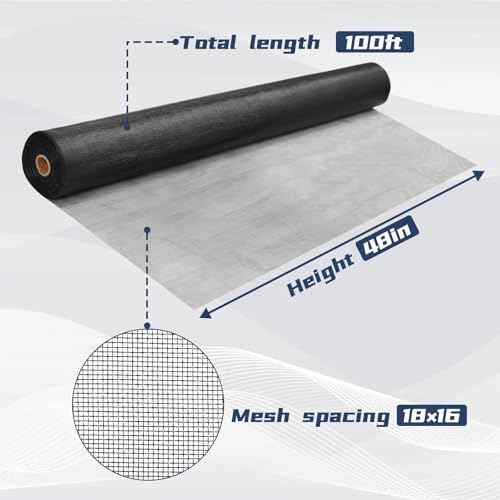 Fiberglass Window Screen Roll, 48¡°¡¿ 100' Protection Screen Roll, Transparent and Sturdy, UV-Resistant for Installation and Repair of Door and Window Screens