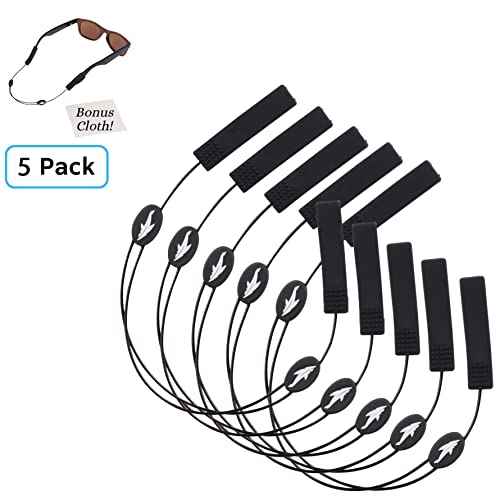 Adjustable Eyeglass Strap (Shark Style) - No Tail Sunglass Strap - Eyewear String Holder - With Bonus Glasses Cleaning Cloth