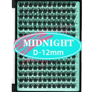 Wispy Lash Clusters Eyelash Extensions 144pcs Individual Lashes Cluster 12mm D Curl Fake Eyelash with Thin Band DIY Cluster Lashes At Home For Beginners (D-12mm)