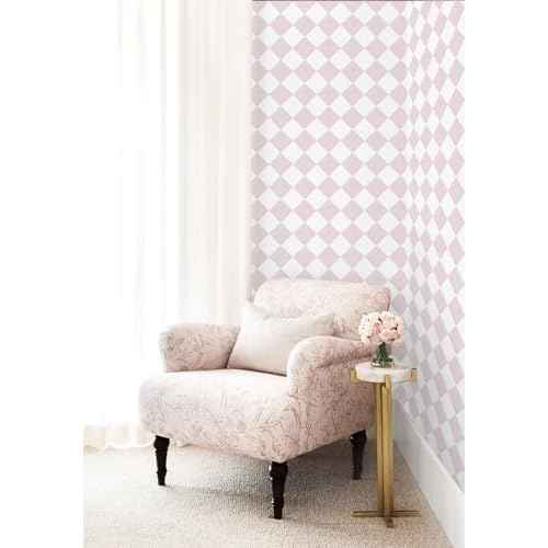 Safiyya Pink Wallpaper Geometric Checkered Peel and Stick Wallpaper Self Adhesive Removable Contact Paper Pink Check Wall Paper for Bedroom Nursery Room Cabinet 78.7"x 17.3"
