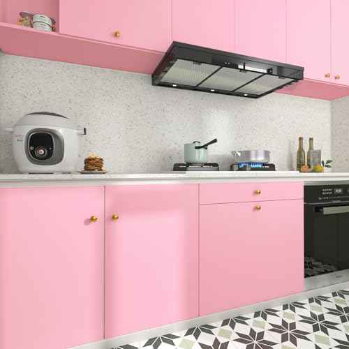 FunStick Cute Pink Wallpaper Peel and Stick Waterproof Light Pink Contact Paper Peel and Stick for Cabinets Classroom Desk Self Adhesive Wall Paper for Girls Bedroom Bathroom Walls Shelves 15.8"x78.8"