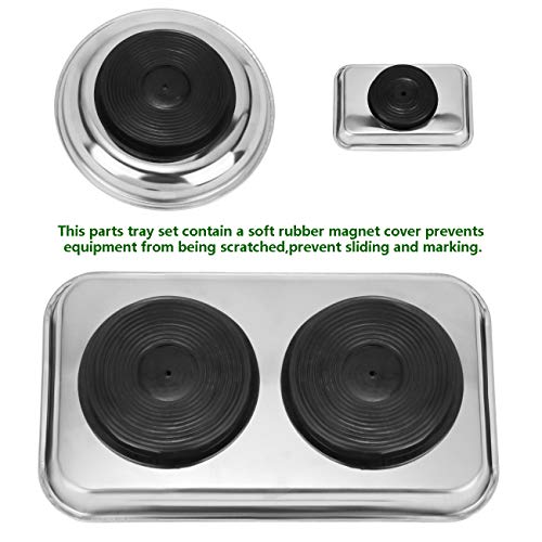 Magnetic Tray Holder 3pc,for Socket Screw Nuts Bolts Metal Parts,Extra Strong Magnet,Thickened Tray,Stainless Steel
