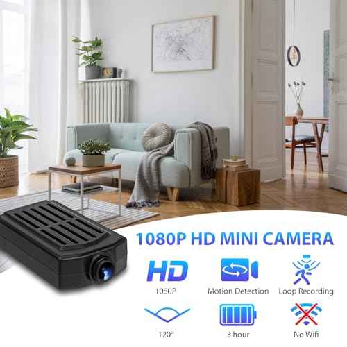Mini Security Camera 1080P,64GB Nanny Video Recorder Dome Camera with Motion Detection, 3H Battery for Pet/Nanny Surveillance(Not WiFi)