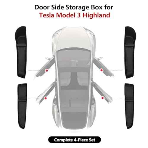 4PCS Door Side Storage Box for Tesla Model 3 Highland 2026 2025, TPE Front Rear Door Slot Organizer Tray Trash Can Model 3 Accessories 2024+