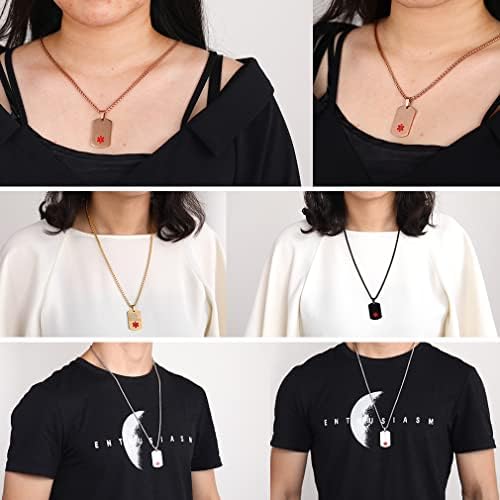 Supcare Medical Alert Necklace for Men Women, Stainless Steel Engraved Medical Emergency Pendant,Customized Medical ID Jewelry(16 Types)