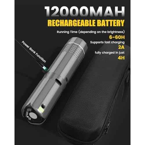 Camping Lantern Telescopic - Camping Light with 12000mAh Battery Magnetic Base, 3 Light Modes, Waterproof Rechargeable LED Hiking, Emergency, Outdoor & Indoor Use