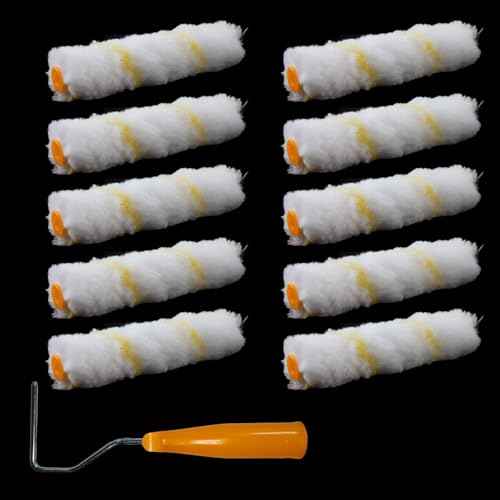 10pcs 6-inch Nap Shedless Microfiber Paint Roller Covers for House Painting, Furniture Cabinets, Graining, Knurling, Art Supplies, and DIY Projects