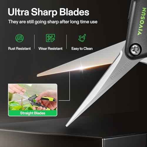 VIVOSUN 2-Pack Gardening Scissors 6.5 Inch Hand Pruner Pruning Shear with Straight Stailess Steel Blades, Black and Green