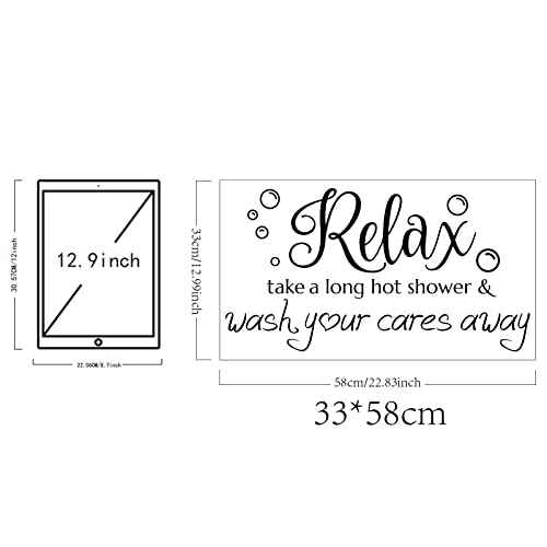 SUPERDANT Bathroom Wall Decals Relax Shower Door Decals Bath Wall Sticker for Dorm Take A Long Hot Shower Quotes Wall Art DIY Decor Wall Art Stickers Vinyl Bathroom Stickers Shower Doors 22.8x13inch