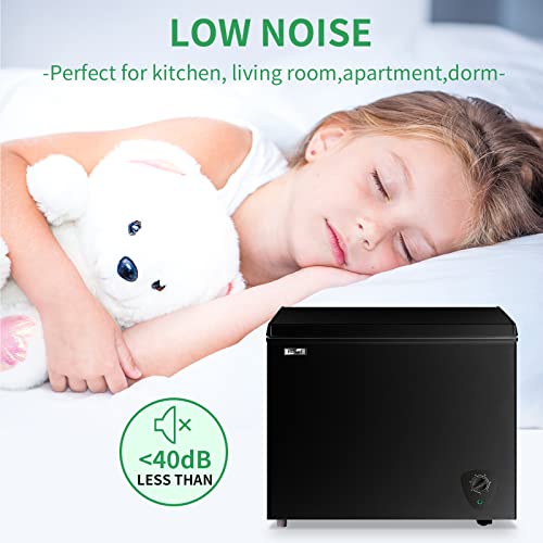 Chest Freezer WANAI 7.0 Cu.Ft Compact Chest Freezer Black Top Door Freezer with 7 Adjustable Temperature, Low Noise, Removable Basket, and Energy Saving Perfect for Home Garage Basement Kitchen or Apartment,Black