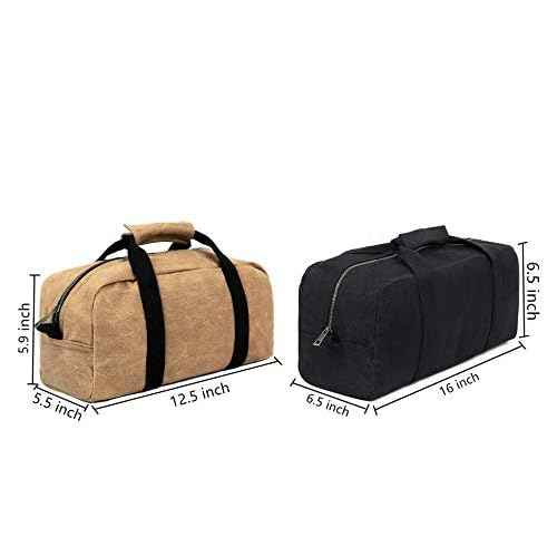Heavy Duty Waxed Canvas Tool Bag, Multi-Purpose Waterpoof Garden Tote Bag, Portable Carry On Pouch (Black)