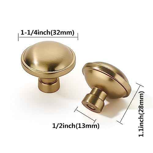 khtumeware 25 Pack Drawer Pulls 1-1/4 Inch Kitchen Cabinet Knobs Solid Round Dresser Drawer Knobs Champagne Bronze Dresser Knobs Drawer Knobs Brass Cabinet Hardware for Cupboard Drawer Pulls