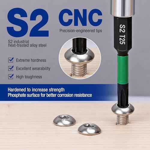 WORKPRO 12pcs T25 Torx Impact Screwdriver Bit Set, CNC Machined S2 Steel Tips with Magnetism, 1/4¡± Hex-Shank Star Driver Bit, 2¡± Long Impact Screwdriving Bits with Storage Box